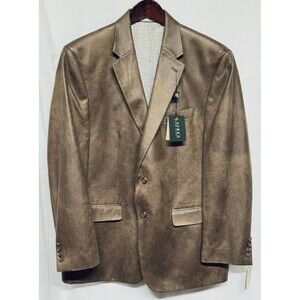 New Ralph Lauren Jacket Men's Brown Blazer Faux Suede 2 Button Sports Coat 44R